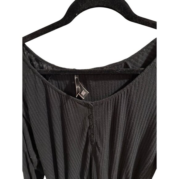 Victorias Secret Black Ribbed Button-Up Romper With Lace Hem L/XL - Picture 4 of 6